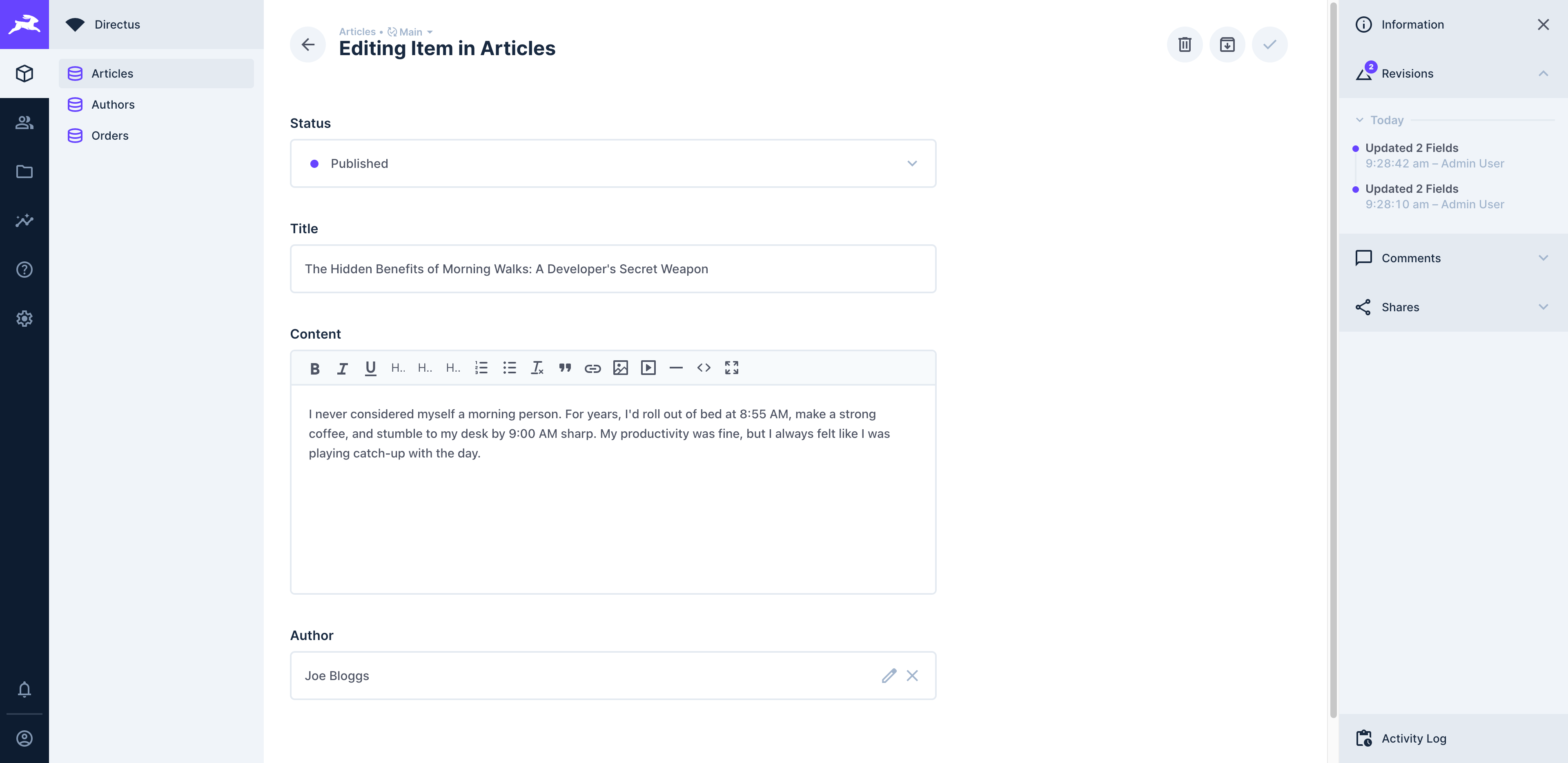 Revisions Sidebar
